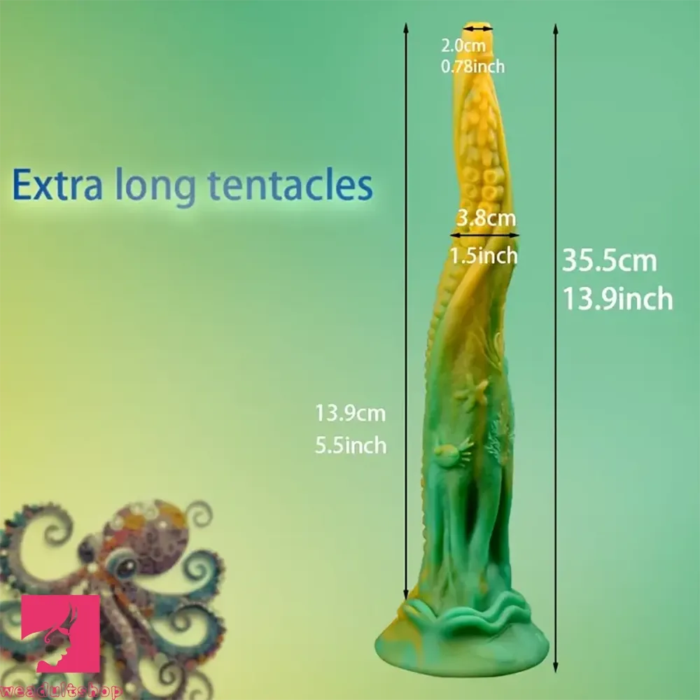 13.9in Simulated Realistic Long Octopus Alien Soft Suction Cup Cock Dildo