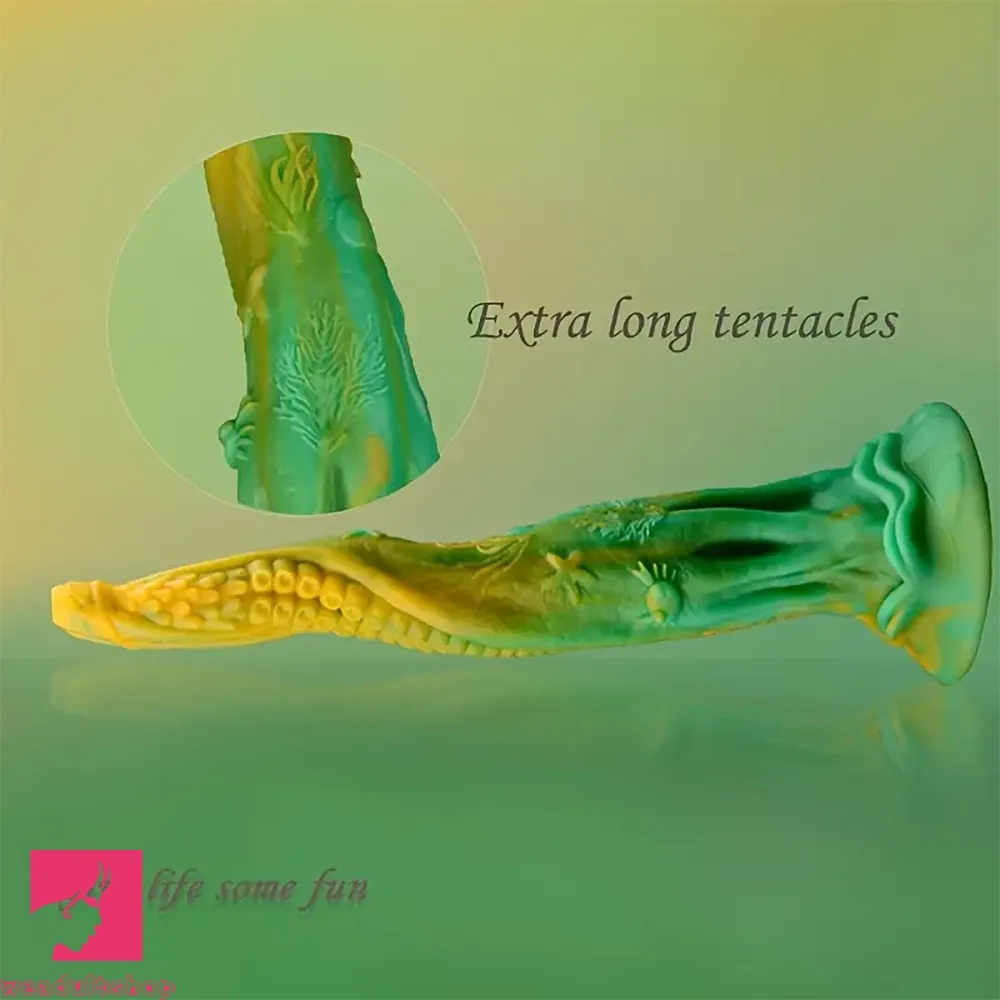 13.9in Simulated Realistic Long Octopus Alien Soft Suction Cup Cock Dildo