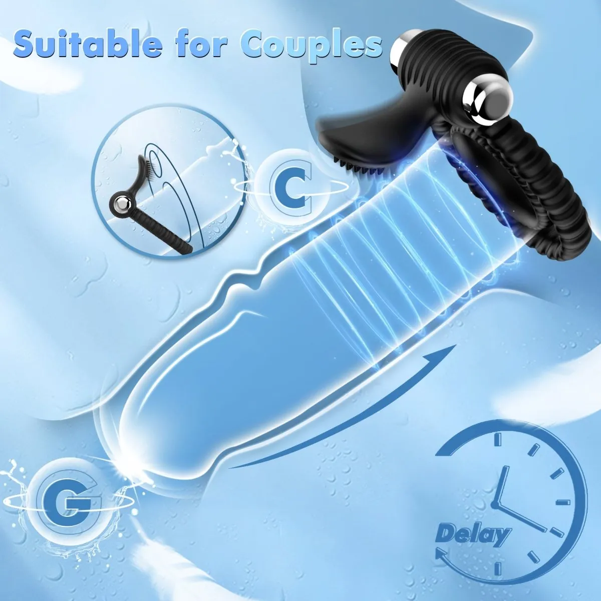 3 in 1 Men Penis Ring Vibrators for Erection Enhancing