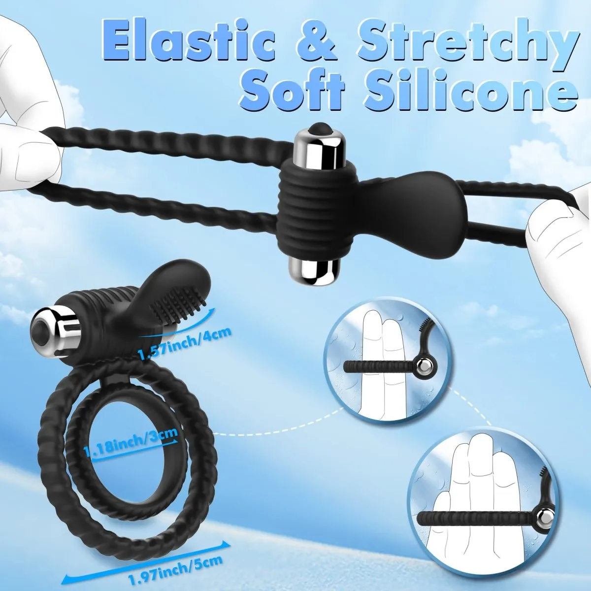 3 in 1 Men Penis Ring Vibrators for Erection Enhancing