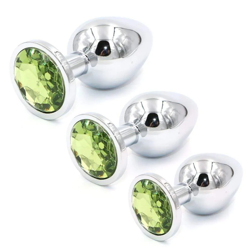 3 Pieces Multi Color Jewel-plated Stainless steel Plug