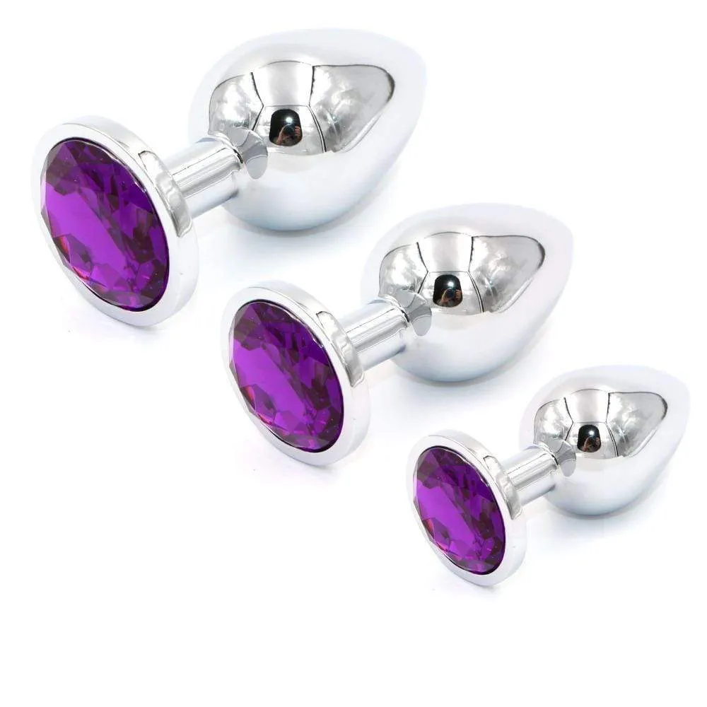 3 Pieces Multi Color Jewel-plated Stainless steel Plug