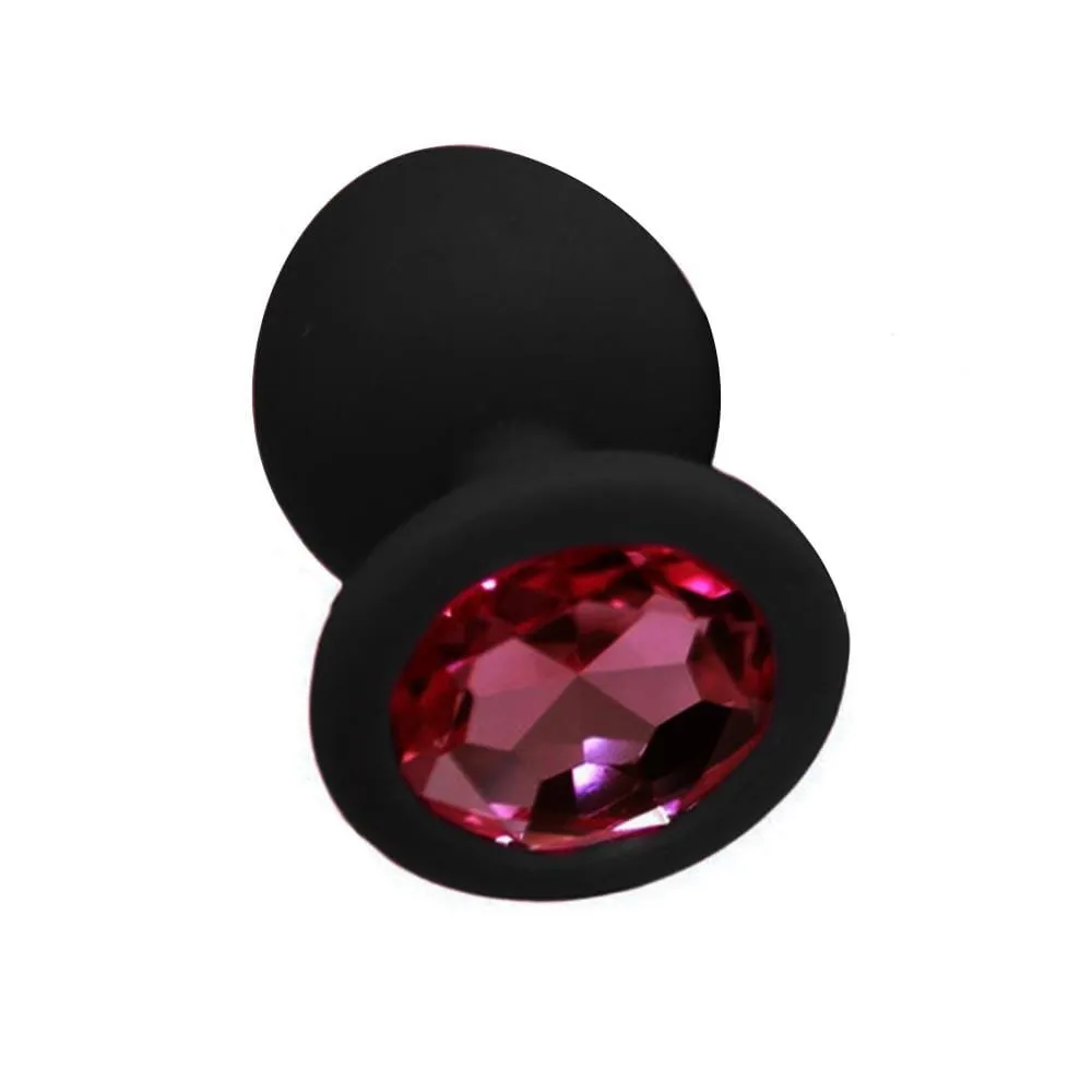 4 Random Colors Small 3 Silicone Jeweled Plug