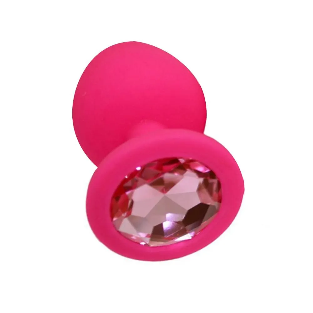 4 Random Colors Small 3 Silicone Jeweled Plug