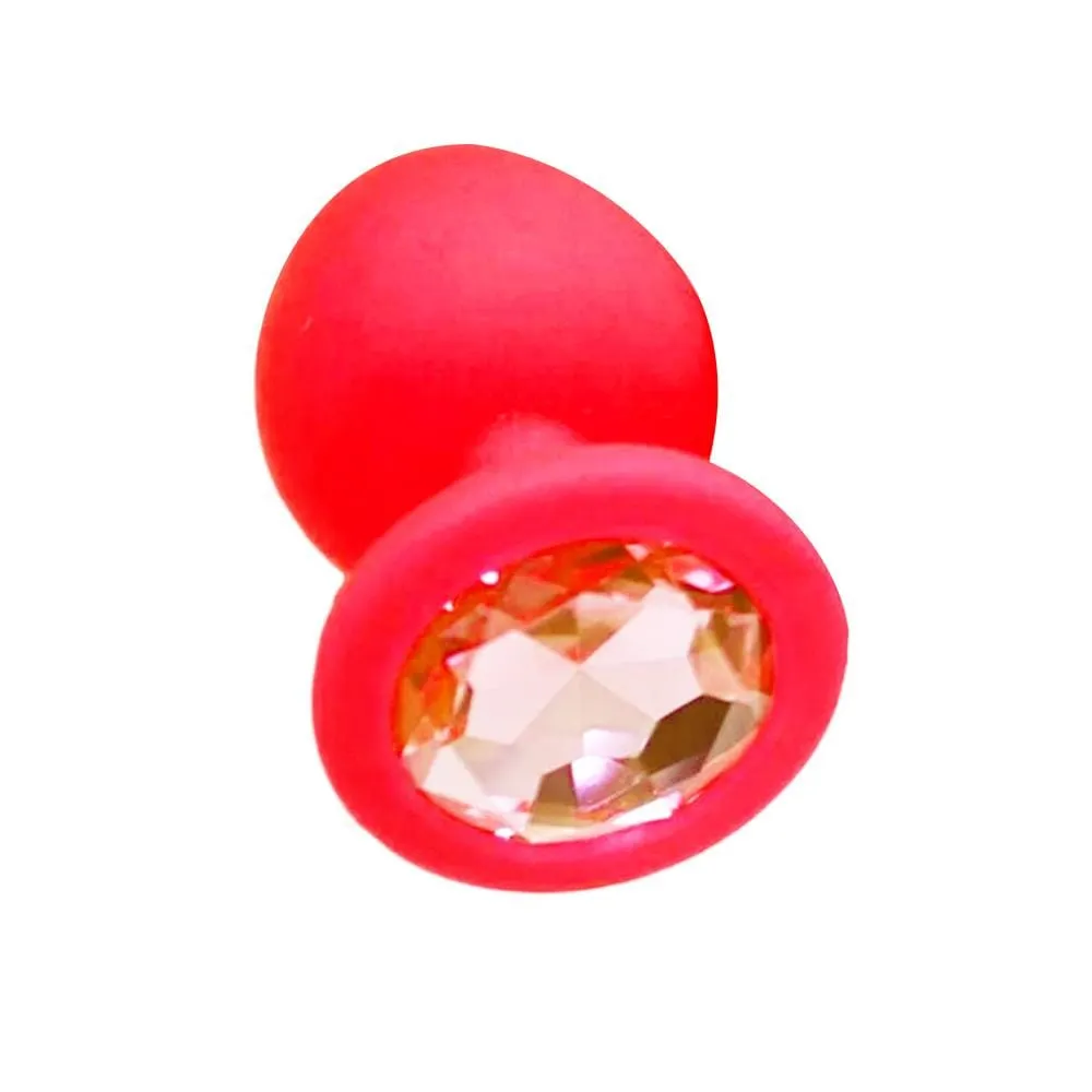 4 Random Colors Small 3 Silicone Jeweled Plug