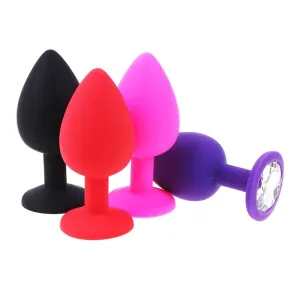 4 Random Colors Small 3 Silicone Jeweled Plug