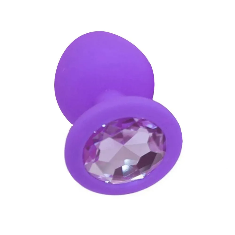 4 Random Colors Small 3 Silicone Jeweled Plug