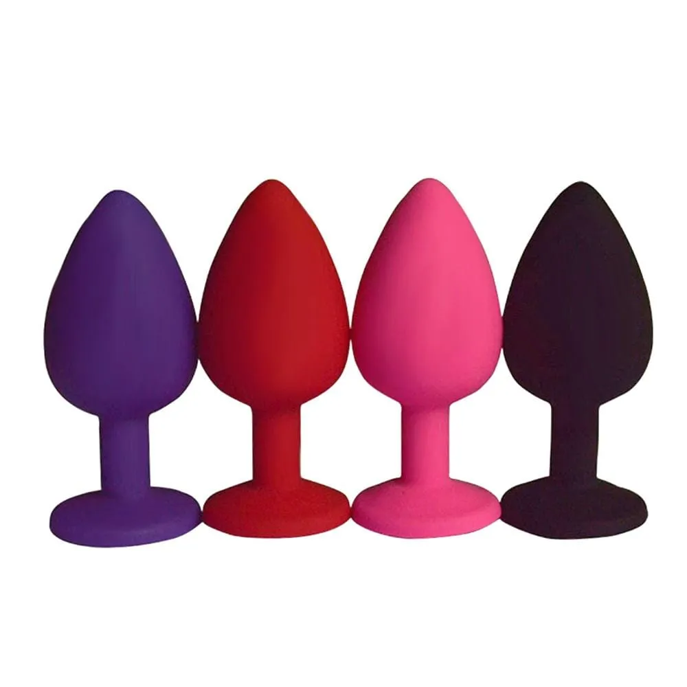 4 Random Colors Small 3 Silicone Jeweled Plug