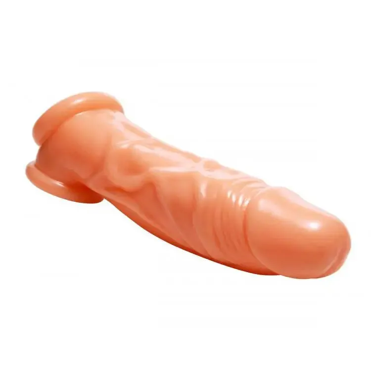 8-inch Realistic Nude Penis Sleeve Enhancer and Ball Stretcher
