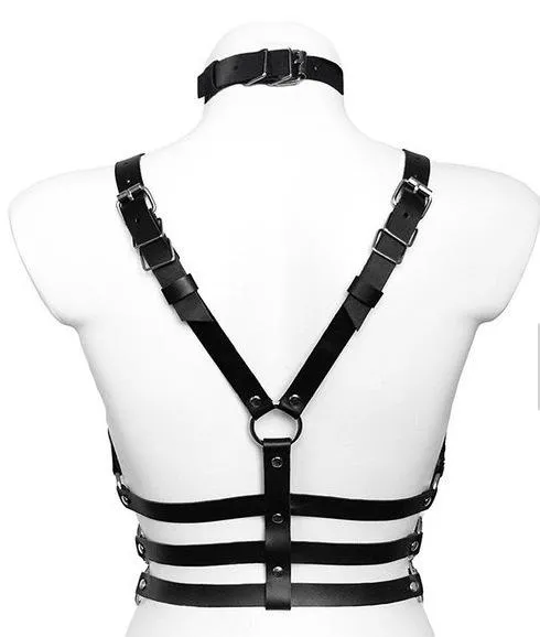Adjustable Faux Leather Bondage Top