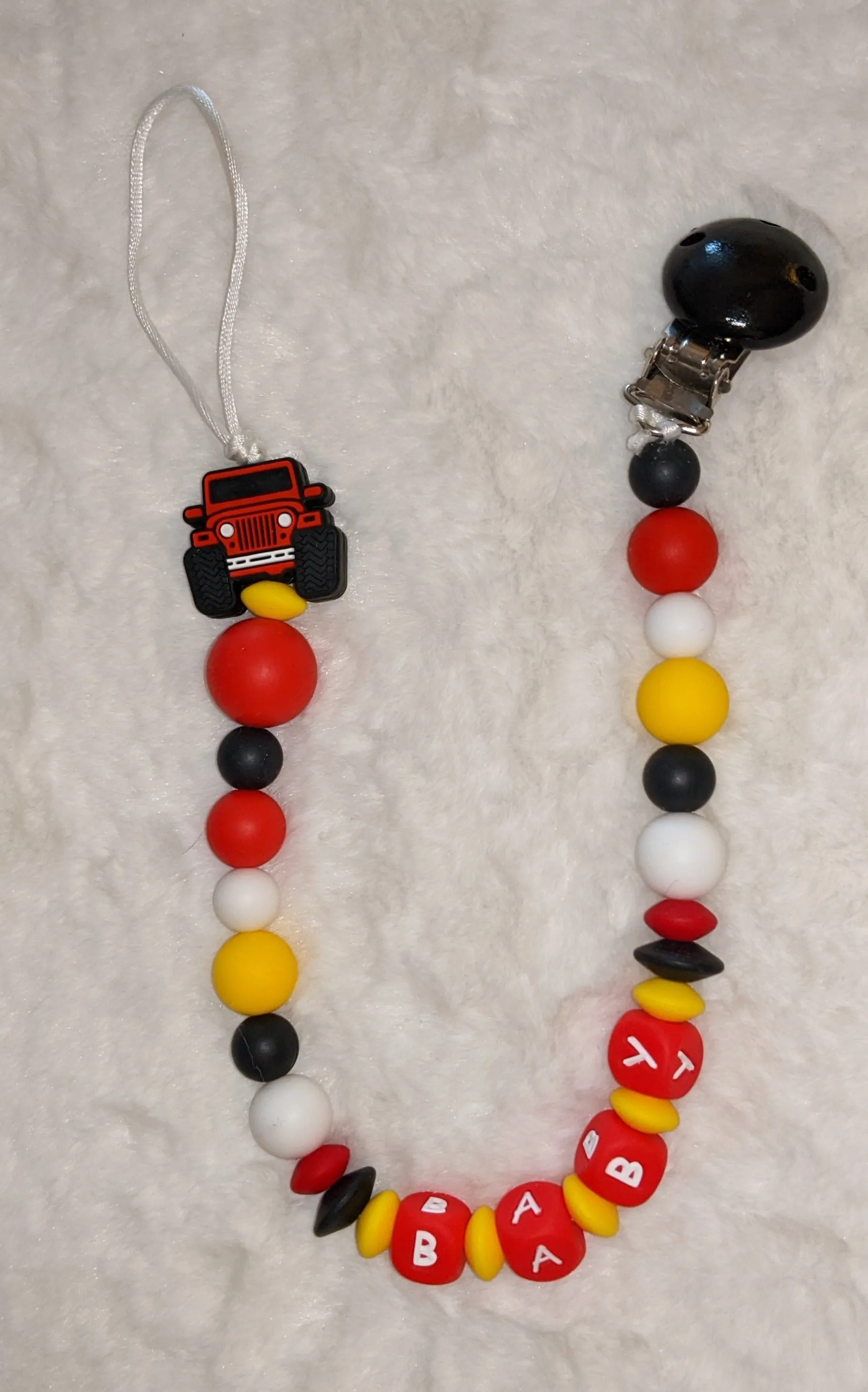 Baby Jeep Silicone Teether Pacifier Clip