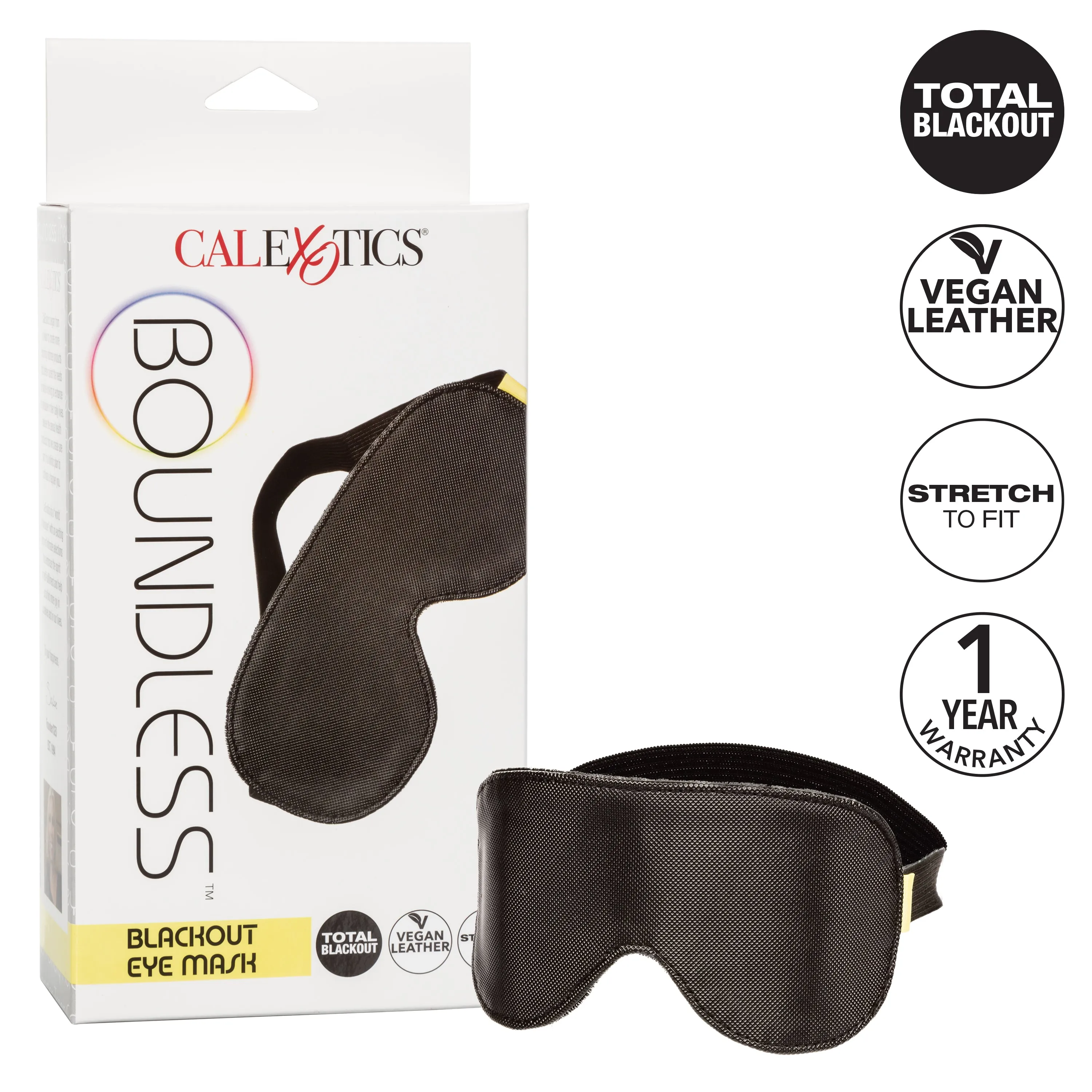 Boundless Blackout Eye Mask in Black Vegan Leather