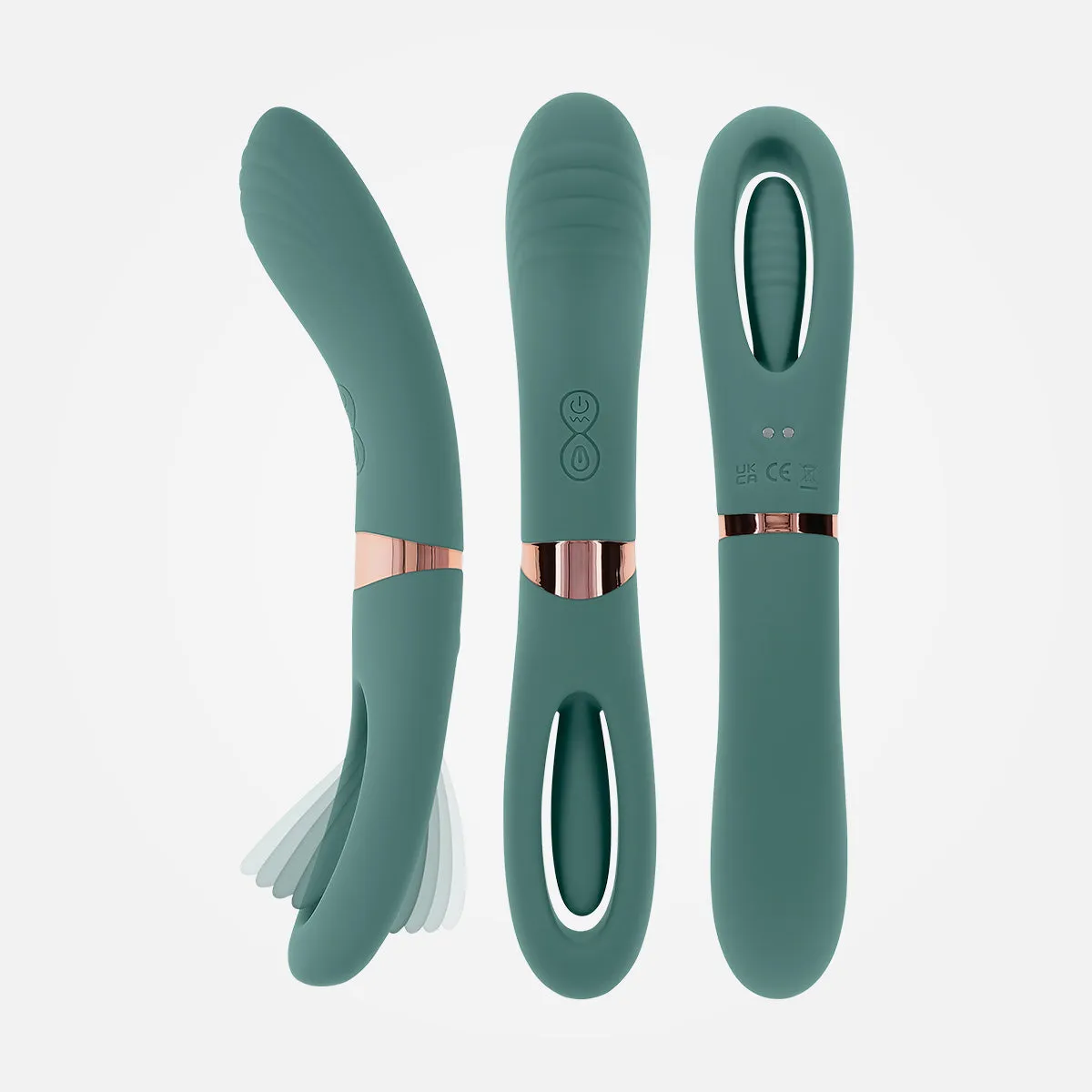 Chick Flick - Olive Green Rechargeable Double Ended G-Spot Vibrator with Flicking Tip