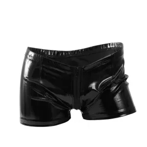 Come Close PU Front Zip  Leather Short