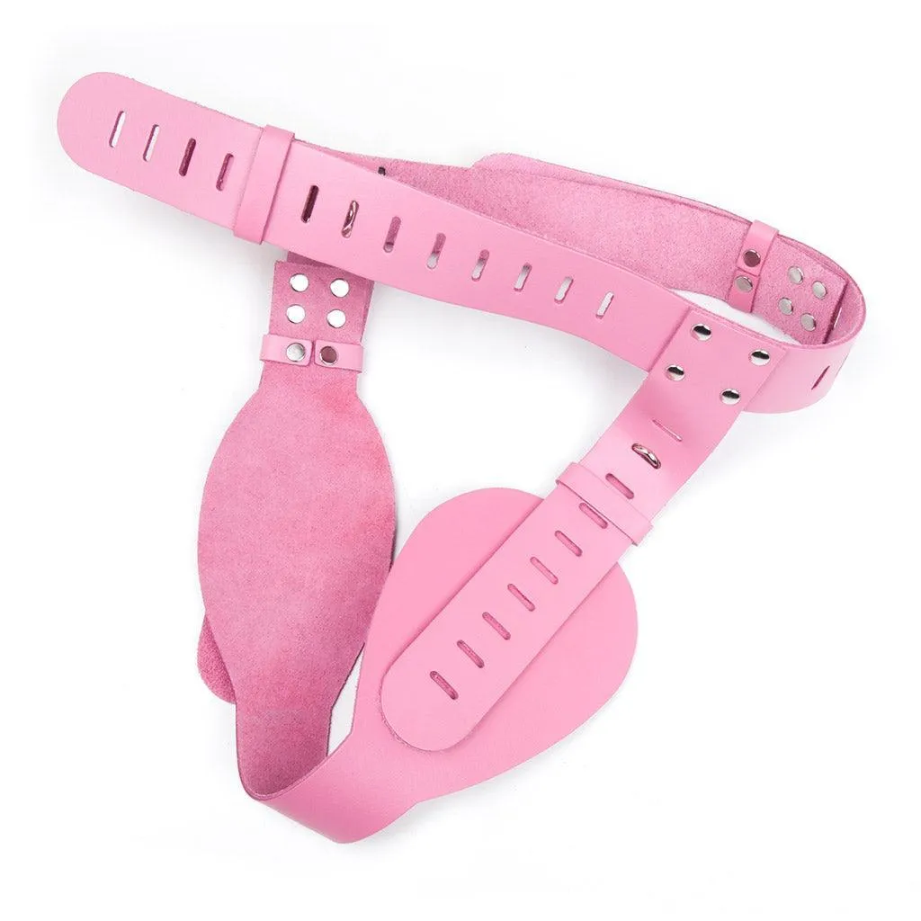 Deluxe Female Chastity Belt. Pink Leather