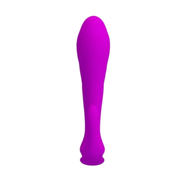 Dildo triplu PRETTY LOVE Edgar. pentru stimulare vaginală și anală. din silicon moale. lungime 11.5 cm. culoare mov