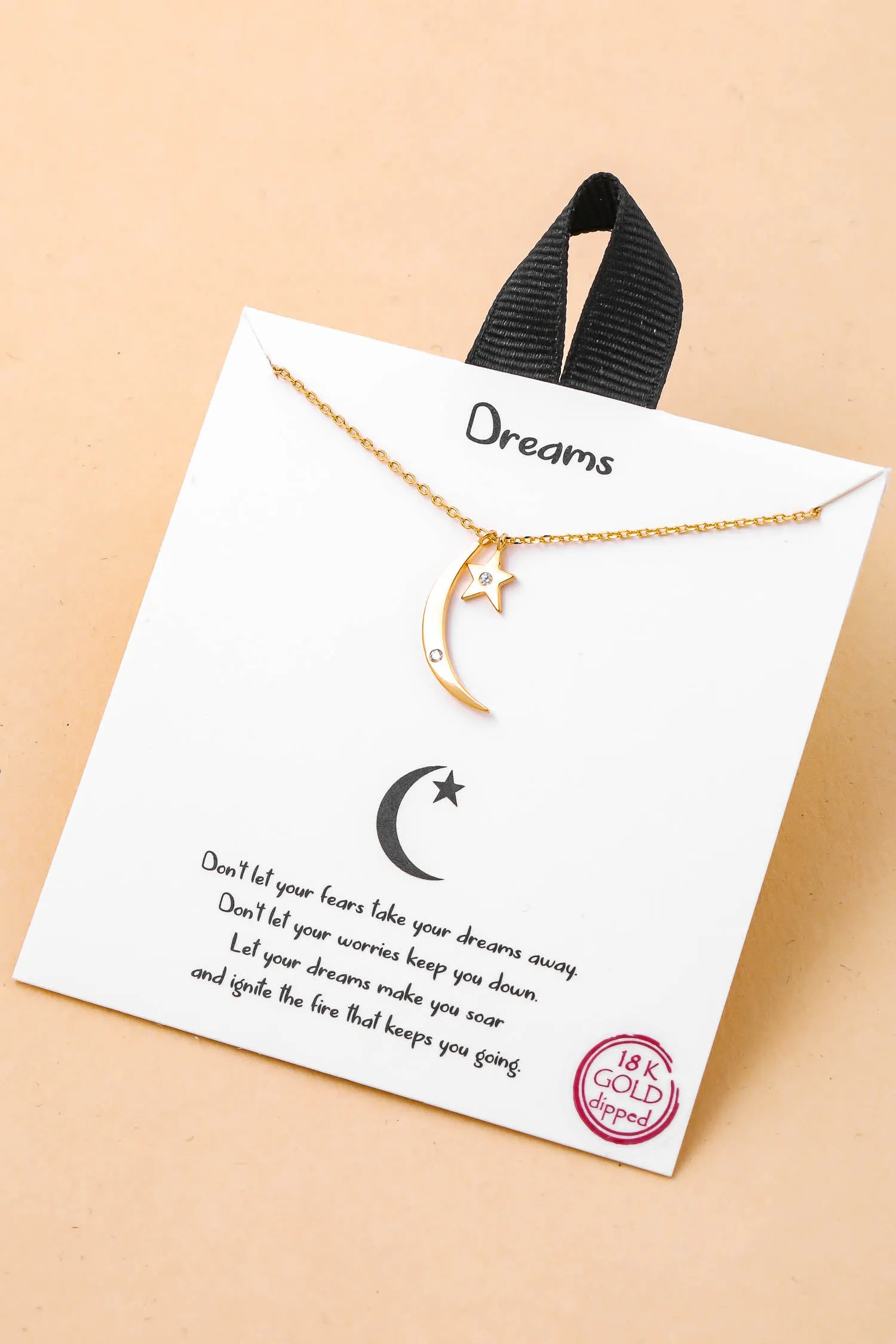 Dreams Crescent Moon & Star Necklace