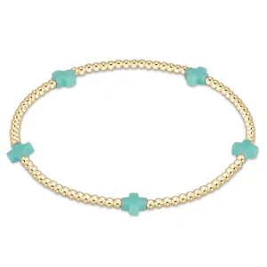 ENewton 2mm Mint Small Signature Cross Small Gold Bracelet
