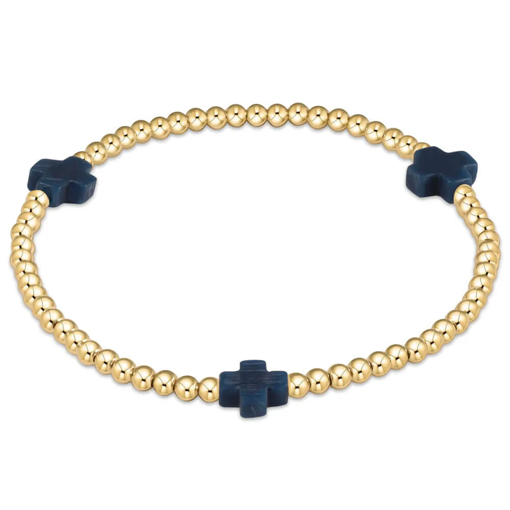 ENewton 2mm Navy Gold Signature Cross Bracelet