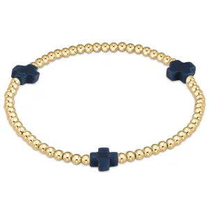 ENewton 2mm Navy Gold Signature Cross Bracelet
