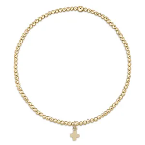 ENewton 2mm Small Gold Cross Bead Bracelet