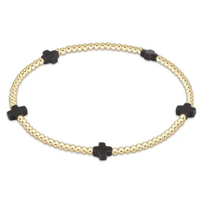 ENewton Charcoal Small Signature Cross 2mm Gold Bracelet