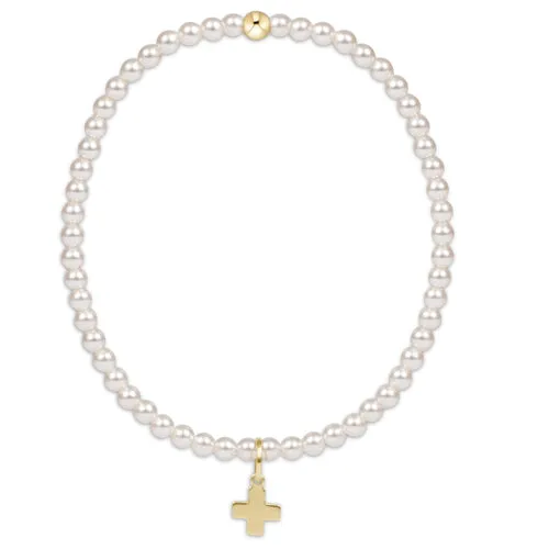 ENewton *egirl* 3mm Pearl Bead Bracelet with Signature Cross