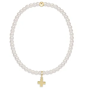 ENewton *egirl* 3mm Pearl Bead Bracelet with Signature Cross