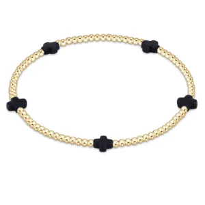 ENewton Navy Signature Cross Small 2mm Gold Bracelet