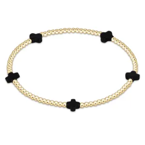 ENewton Onyx Signature Cross Small 2mm Gold Bracelet