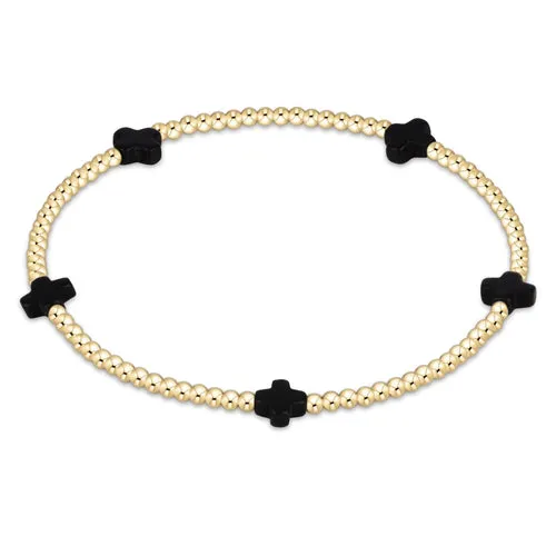 ENewton Onyx Signature Cross Small 2mm Gold Bracelet