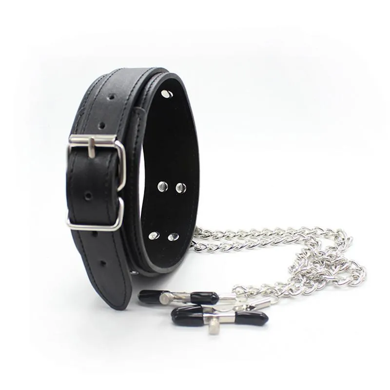 Faux Leather Collar with Clamps