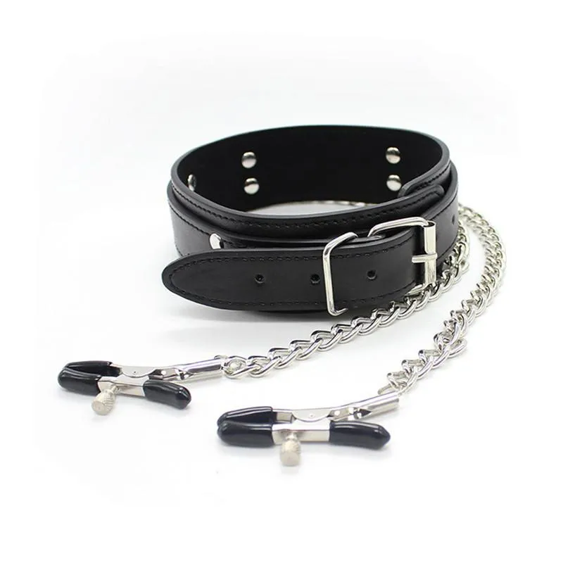 Faux Leather Collar with Clamps