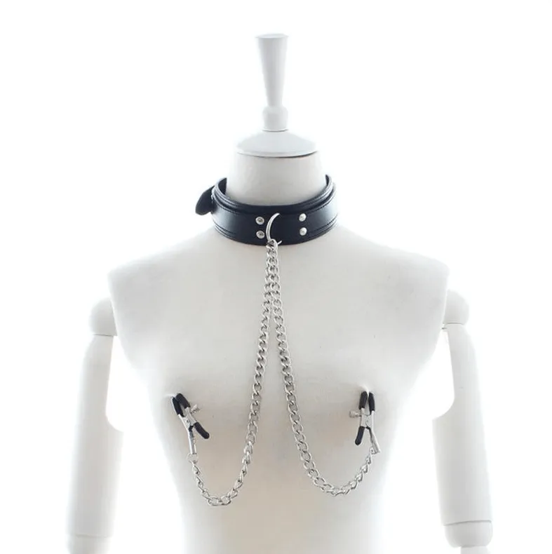 Faux Leather Collar with Clamps