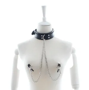 Faux Leather Collar with Clamps