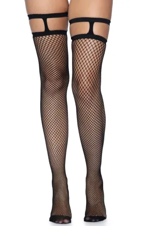 Garter Top Fishnet Thigh Highs