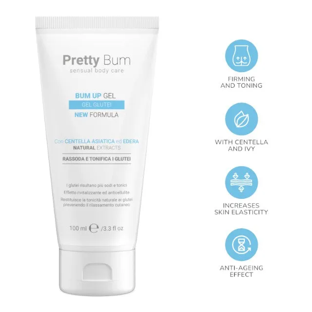 Gel pentru ridicare și fermitate fese PRETTY BUM Bum Up Gel. cu Centella și iederă. efect anti-îmbătrânire. 100 ml