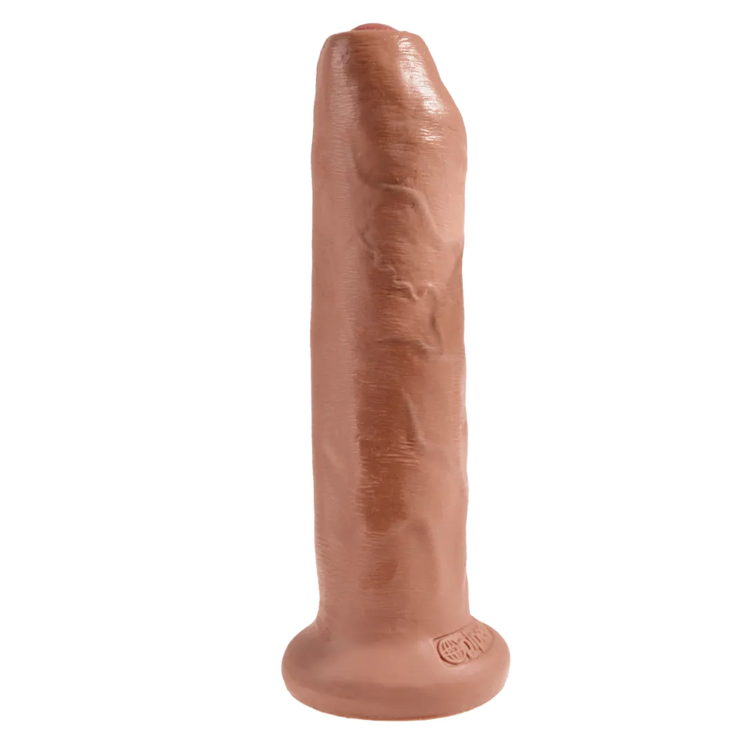 King Cock Uncut 7 Inch Suction Cup Dildo with Moving Foreskin - Caramel