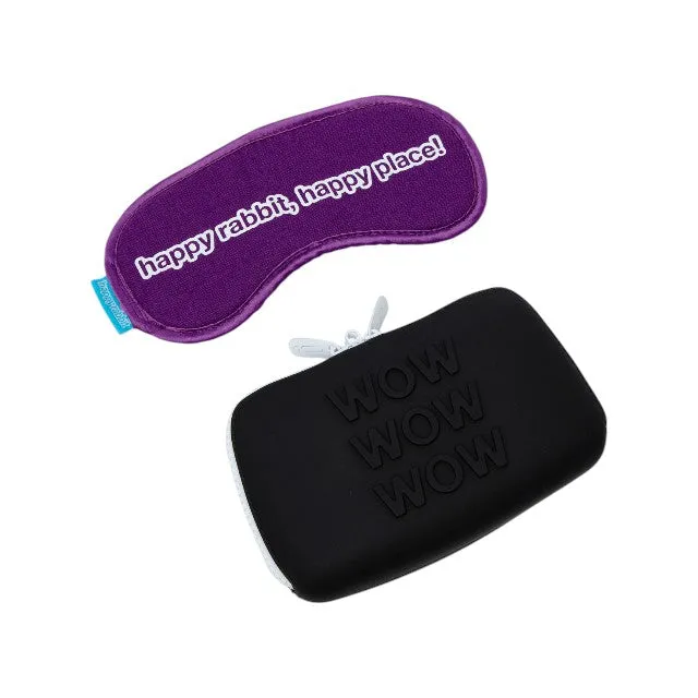 Kit HAPPY RABBIT Clitoral Pleasure Kit. pentru jocuri erotice. cu vibrator bullet și mască pentru ochi. geantă de călătorie inclusă