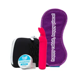 Kit HAPPY RABBIT Clitoral Pleasure Kit. pentru jocuri erotice. cu vibrator bullet și mască pentru ochi. geantă de călătorie inclusă