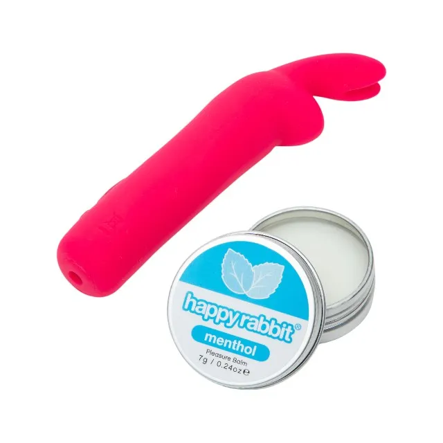 Kit HAPPY RABBIT Clitoral Pleasure Kit. pentru jocuri erotice. cu vibrator bullet și mască pentru ochi. geantă de călătorie inclusă