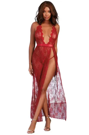 Lace Dress in Garnet