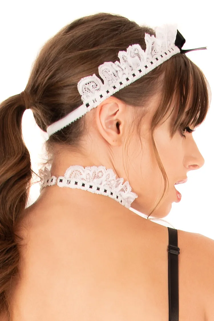 Lace Maid Headband. Choker. & Cuffs