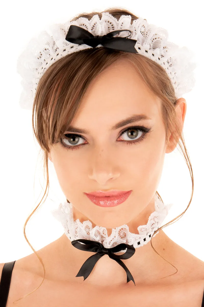 Lace Maid Headband. Choker. & Cuffs