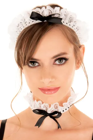 Lace Maid Headband. Choker. & Cuffs
