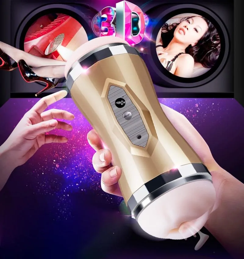 Male Masturbator Cup Vibrator Silicone Realistic Vagina Pussy Sex Toy