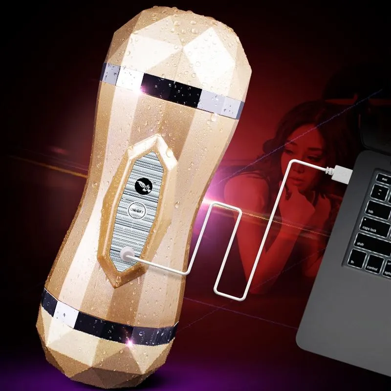 Male Masturbator Cup Vibrator Silicone Realistic Vagina Pussy Sex Toy