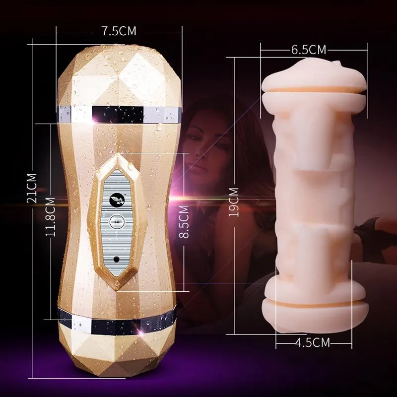 Male Masturbator Cup Vibrator Silicone Realistic Vagina Pussy Sex Toy