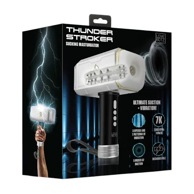 Masturbator XR BRANDS Thunder Stroker. în formă de ciocanul lui Thor. cu 5 funcții de aspirare. 7 funcții de vibrație. 3 viteze. 23 cm