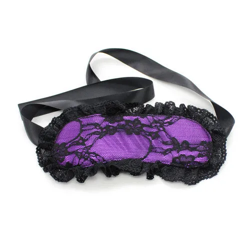 Naughty Toys Purple Lace-Satin Blindfold with Hand Cuffs